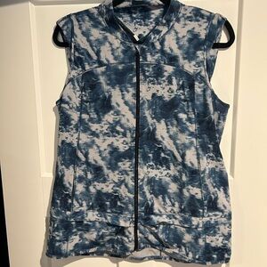 Lululemon Light speed Blue and White Sleeveless Zip-Up Vest Size Large
